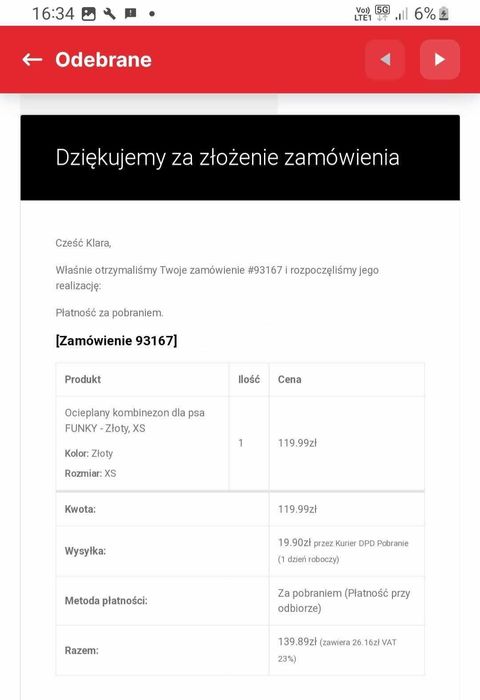 Kombinezon dla psa na mróz
