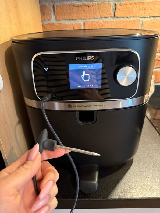 Frytkownica beztłuszczowa Air fryer PHILIPS Air fryer Ovi Smart 2.0 HD9880/90 8.3L z aplikacją i termometrem Czarny