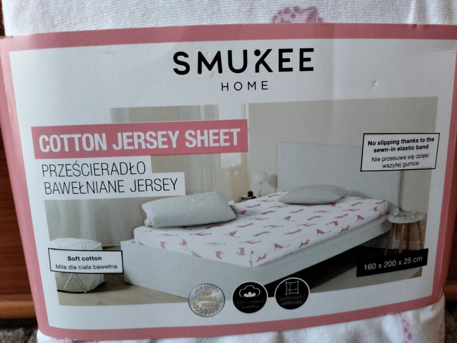 Bawełniane prześcieradło jersey Smukee, 160x200 cm