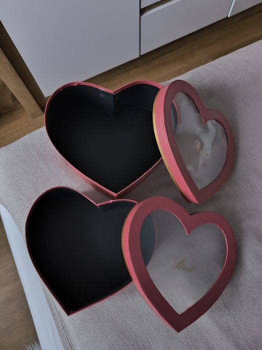 Box flower box pudełko prezentowe serce czerwone z okienkiem 2szt
