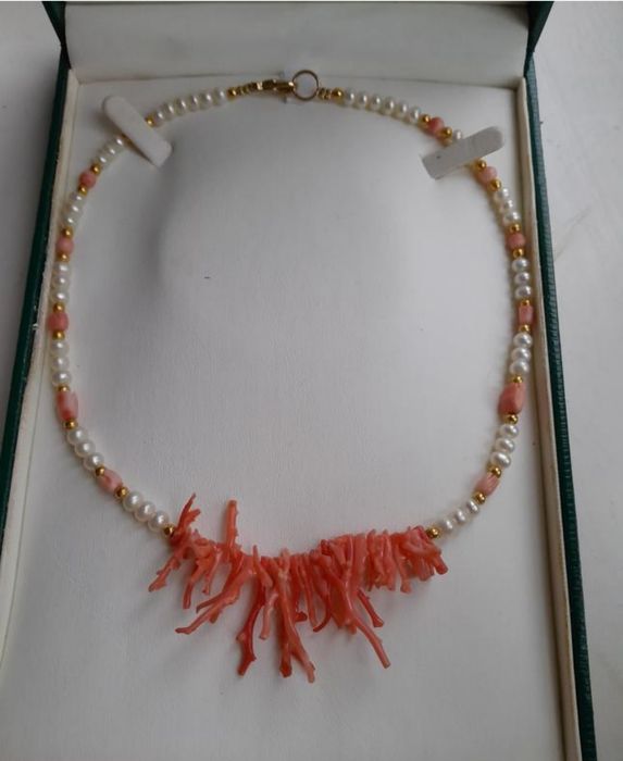винтаж коралл натуральный жемчуг натуральный колье ожеоелье чокер