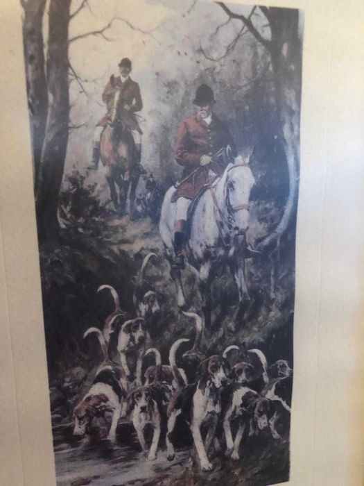 Quadro vintage, Caçada a cavalo, bom estado, medidas nas fotos