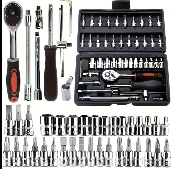 Універсальний набір інструментів 46 в 1 з тріскачкою та головками