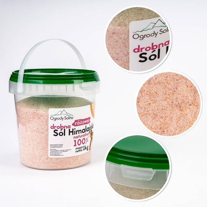 Sól w wiaderku - himalajska różowa drobna - 1 kg