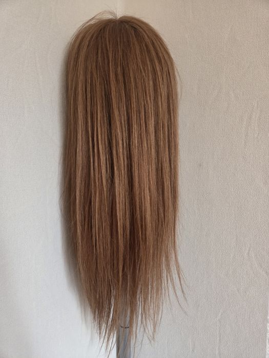 Peruka naturalna, 100% włos naturalny, prosta, miedziany/jasny brąz