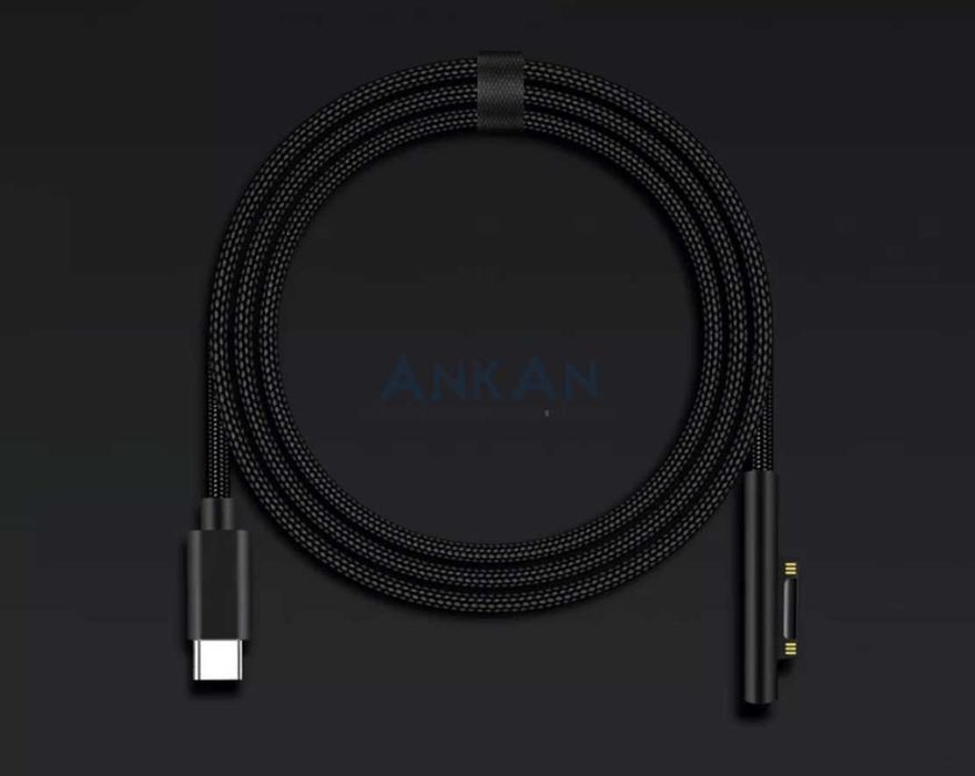 Kabel nylonowy  45W 1,5 m USB-C Type-C męski - Surface Connect CZARNY