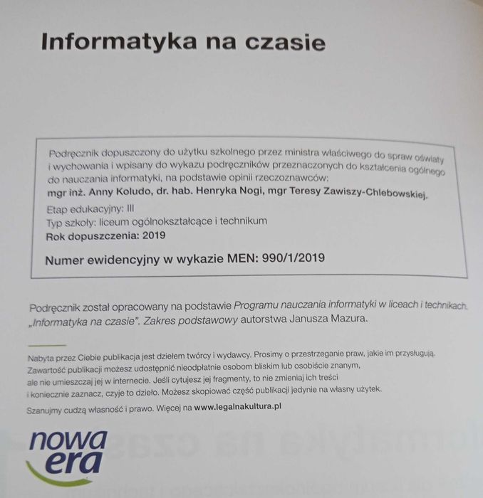 Podręcznik Informatyka na czasie 1