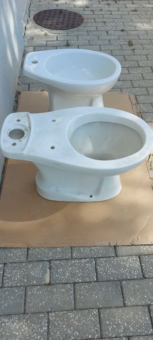 Conjunto louças WC -sanita, bidé e lavatório de coluna Sanitana
