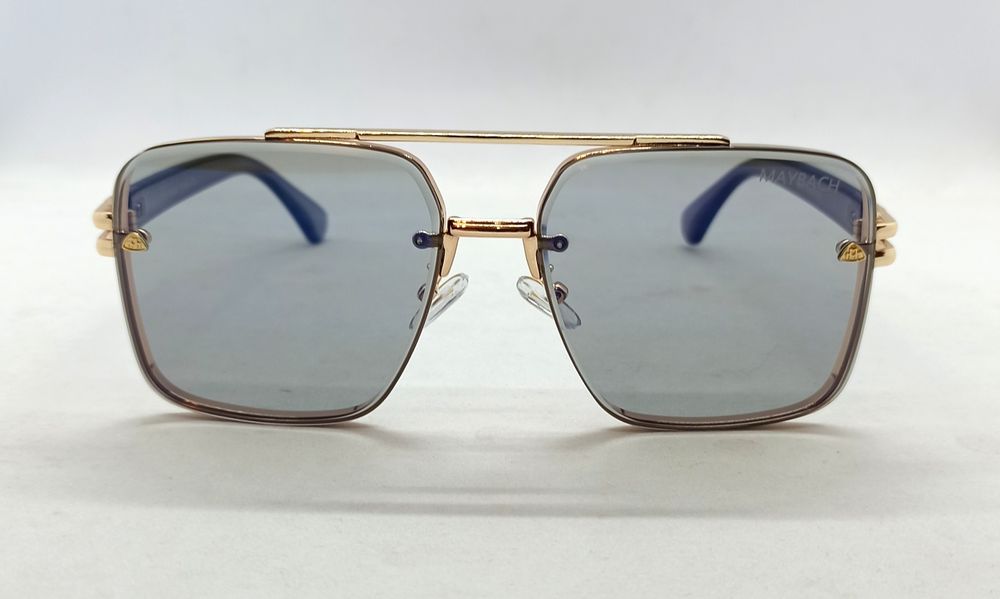 Maybach очки брендовые мужские серые в золотом металле с зерк напылен