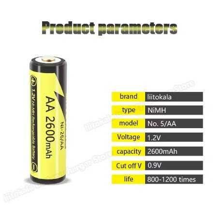 Аккумулятор пальчиковый AA LiitoKala Ni-26 NI-MH 2600mah 1.2V