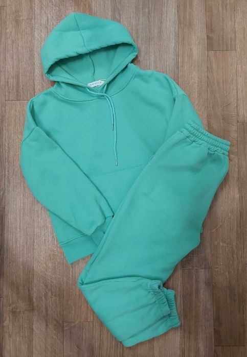 Костюм зимний теплый на флисе Мятного цвета с-м