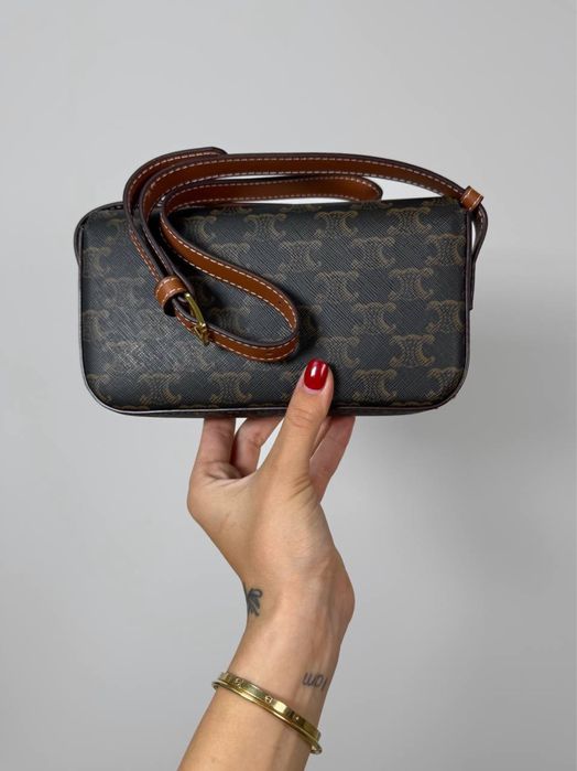 !PREMIUM! Celine Triomphe Canvas Bag Leather елегантна сумочка