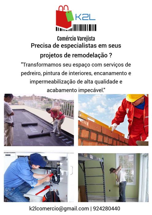 Pintor, encanador, pedreiro e impermeabilização