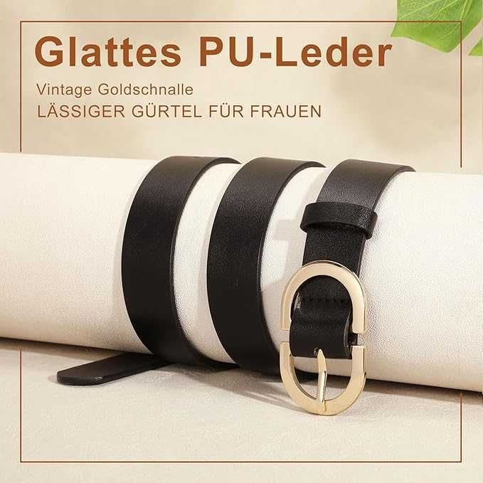 Pasek damski skóra PU złota klamra 120cm szeroki 3cm XZQTIVE