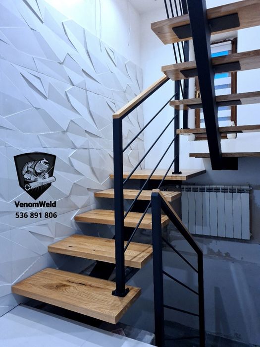 Schody stalowe metalowe nowoczesne samonośne jednobelkowe belce loft