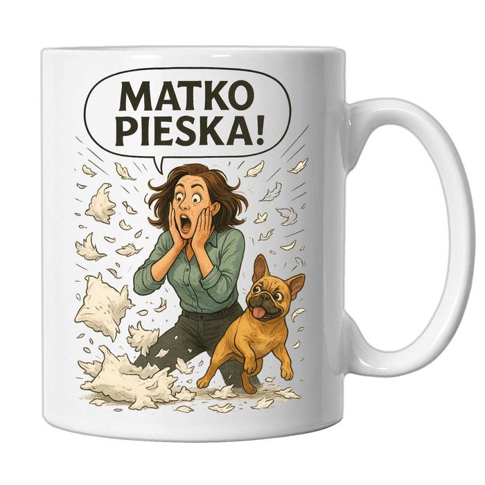 Kubek MATKO PIESKA / Psia mama / buldog francuski ,  nowy 330ml