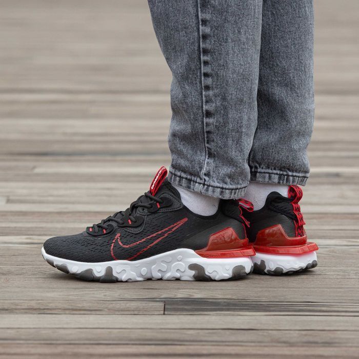 Кросівки Nike React Vision Black/Red/White premium | Кроссовки Найк чоловічі