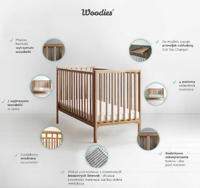 Łóżeczko niemowlęce Stardust Cot 120×60 vintage Woodies