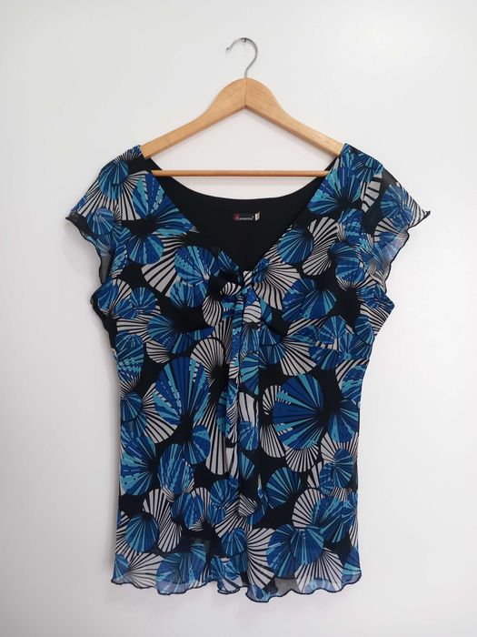 Blusa preta estampada, tamanho XXL