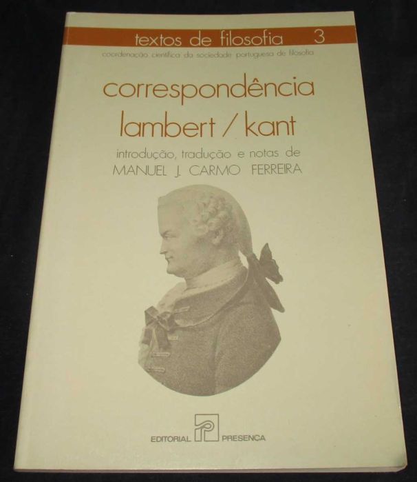 Livro Correspondência Lambert / Kant Manuel J. Carmo Ferreira