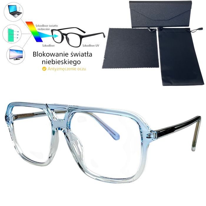 Okulary komputerowe, zerówki oprawki+zestaw etui,super jakość