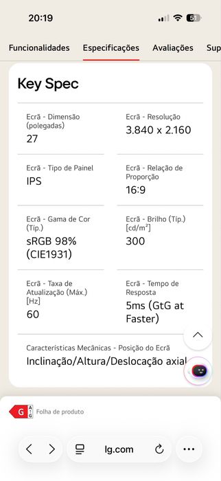 Monitor LG 27UL550-W 27 4K IPS