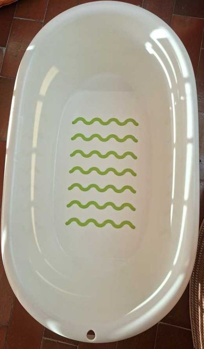 LÄTTSAM Banheira p/ bebé, branco/verde