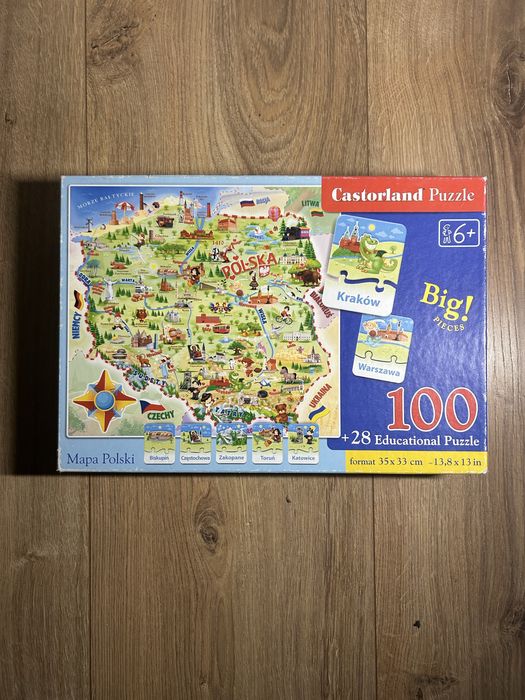 Puzzle mapa polski castorland 100 elementów + 28 puzzli