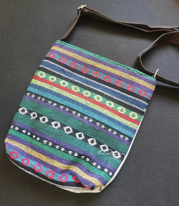 Torebka płócienna z motylem boho vintage