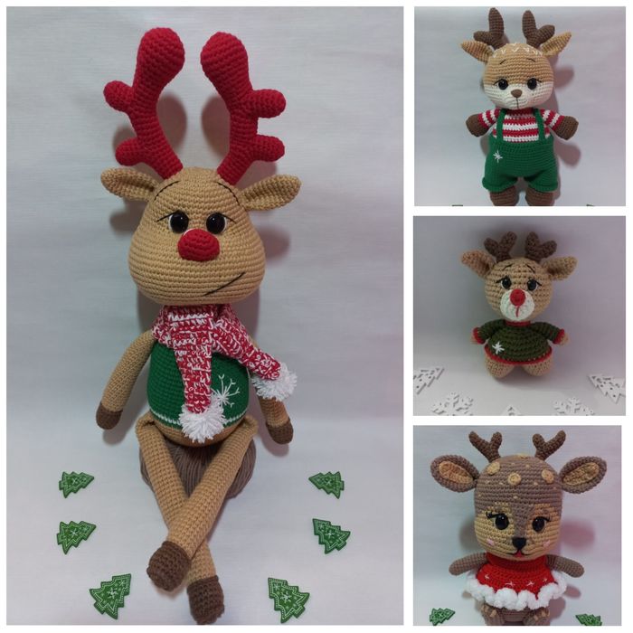 Різдвяні олені в'язані гачком