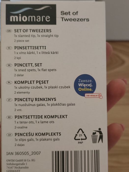 Komplet pęset Miomare 2 sztuki