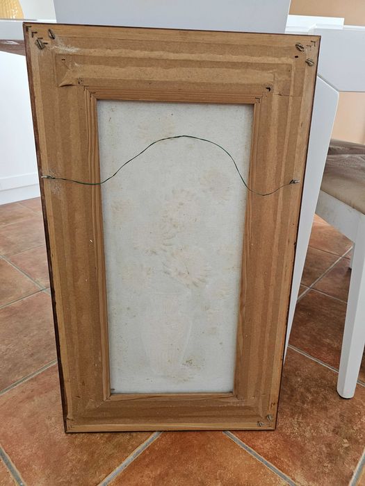 Quadro Óleo sobre Tela Assinado – Vaso de Girassóis (75x45 cm)