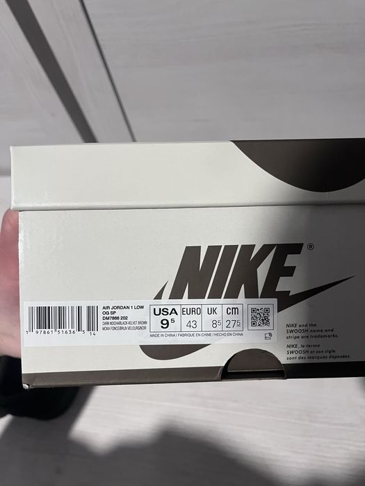 Jordan 1 Low Travis Scott Velvet Brown 43