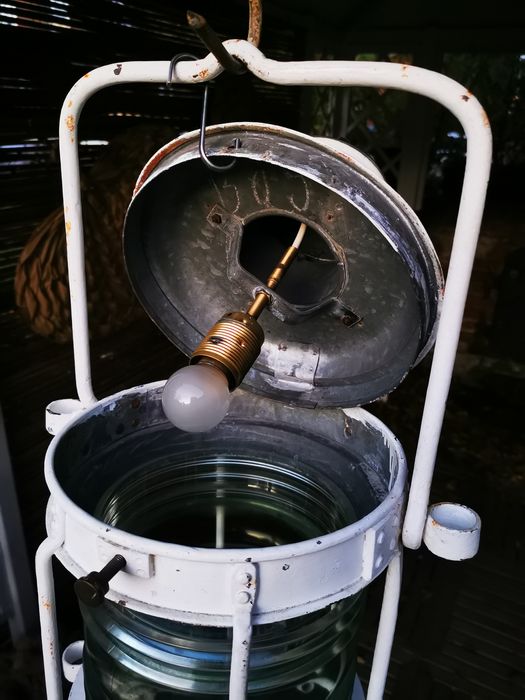 Stara lampa okrętowa nawigacyjna - WIELKA 75cm! 230V - loft