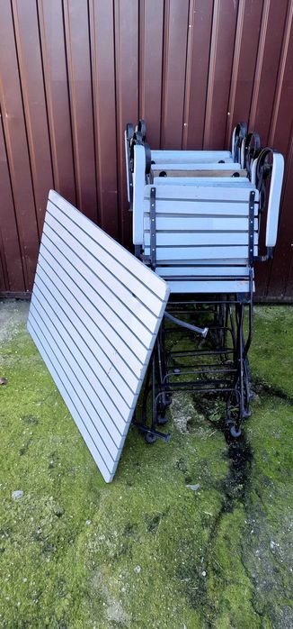 Zestaw mebli brazil ogrodowych stalowo drewnianych składane piwne