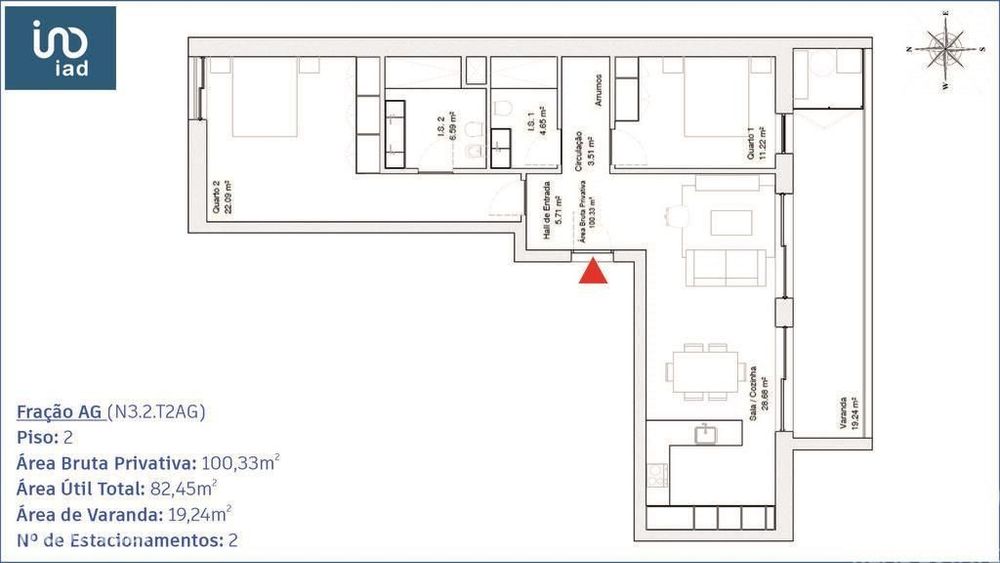 T2 Apartment in Glória and Vera Cruz, 88.00 m²
