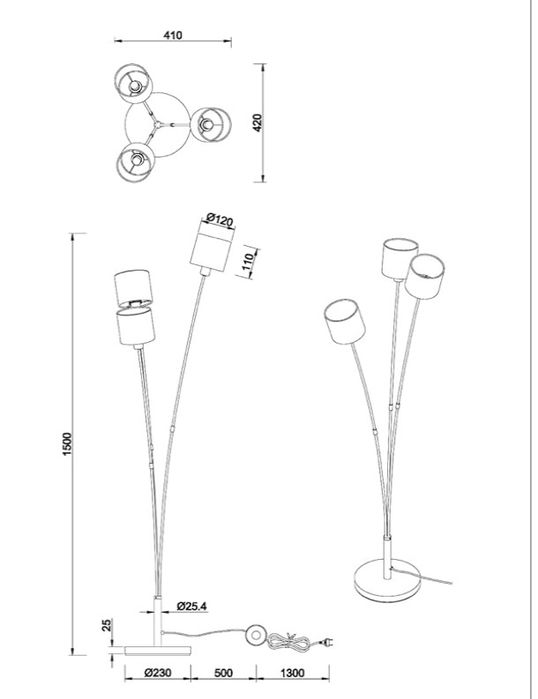 Lampa stojąca z metalu niklowanego matowego