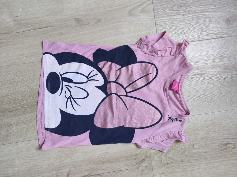 Koszulka z krótkim rękawem t-shirt Disney Minnie 128 myszka różowa