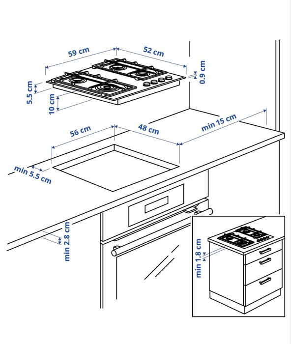 Placa de gás IKEA VASASTAN NOVA (nunca instalada)