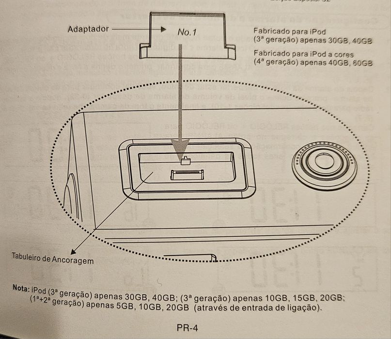 Rádio com IPOD docking station e despertador