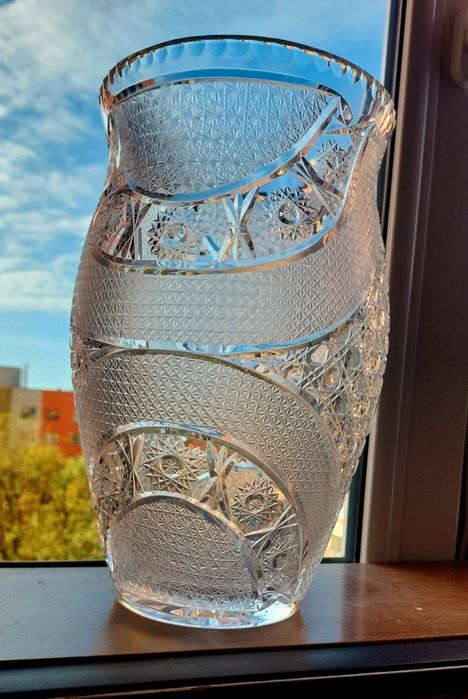 Piękny, duży, wazon, kryształowy PRL.