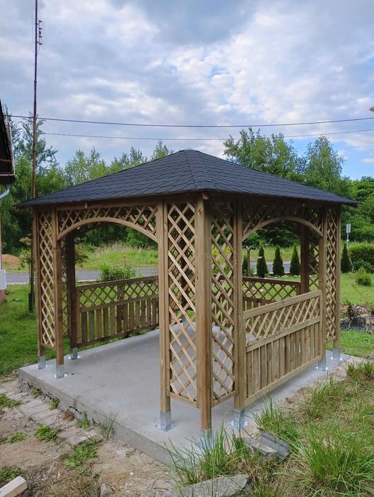 ALTANA ogrodowa PAWILON z drewna WIATA drewniana pergola deska NOWA