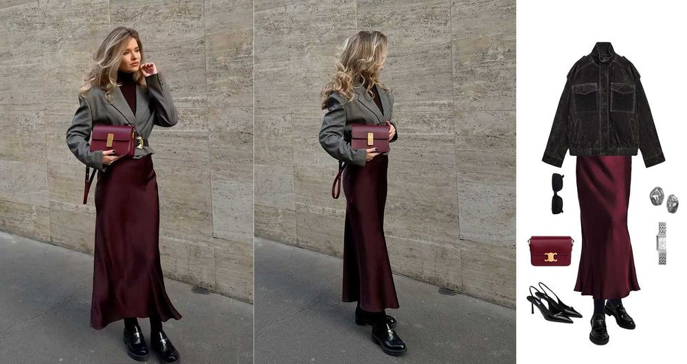 Zara максі сатинова атласна спідниця кольору марсала бургунді (віскоза