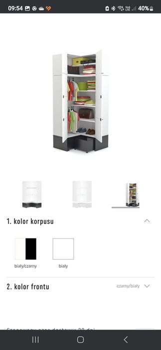 Szafa narożna z podestem z 2 szufladami Young Users