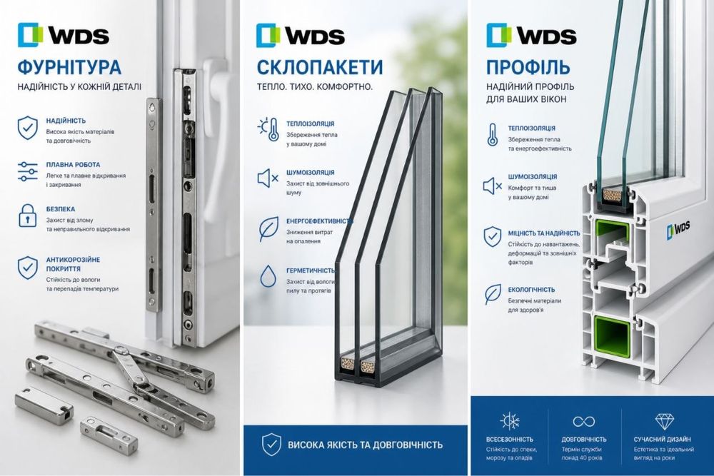Металопластикові вікна, двері, склопакети WDS