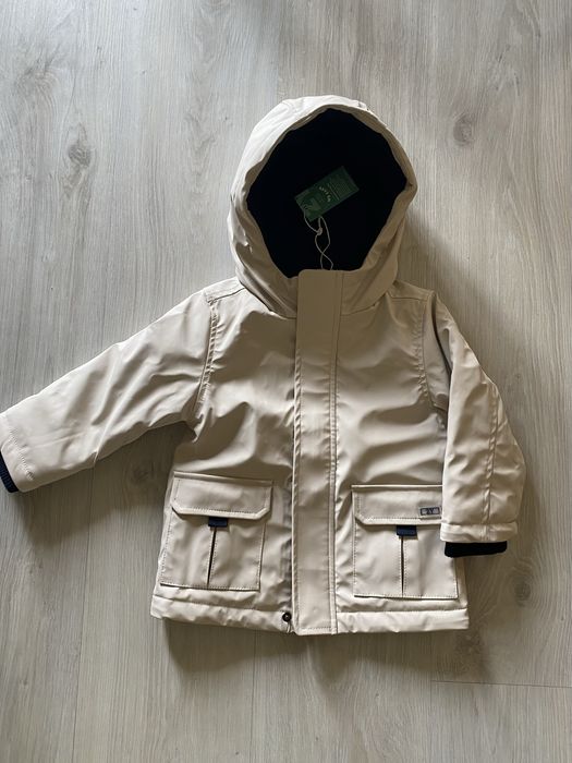 Parka impermeavel bege para Bebé Tam 12-18 novo