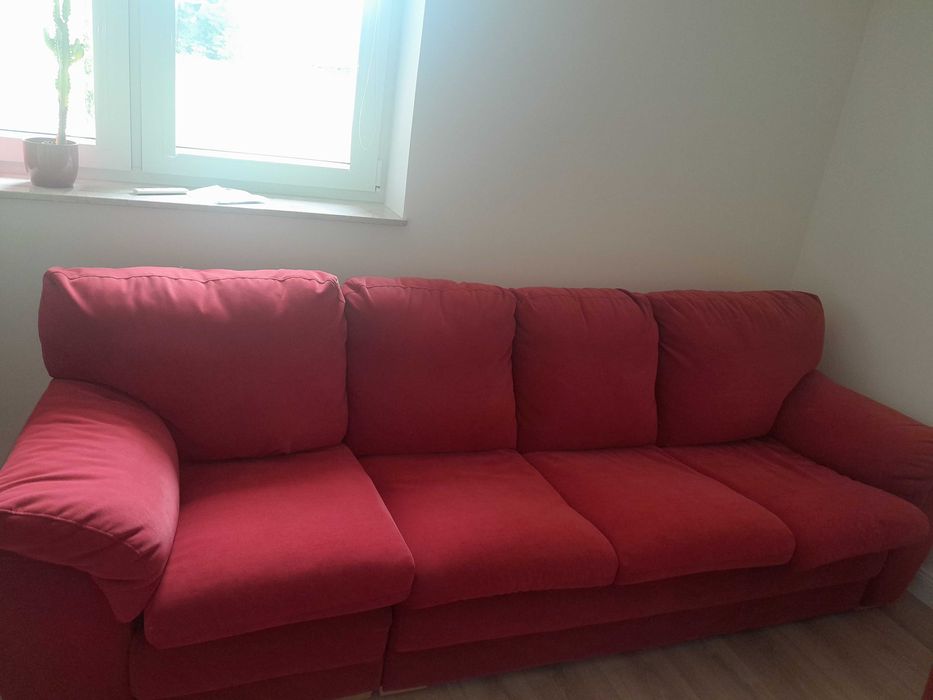 Zamszowa Sofa + Fotel kolor czerwony