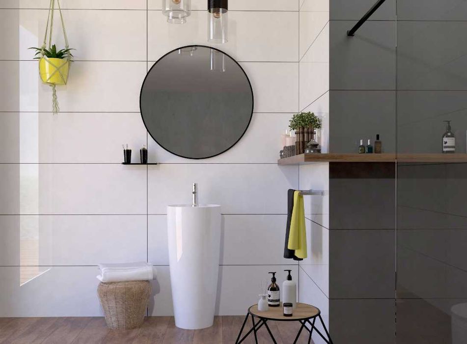 Nowoczesne LUSTRO OKRĄGŁE Ścienne Loft Rama 80cm Czarne (OKAZJA)