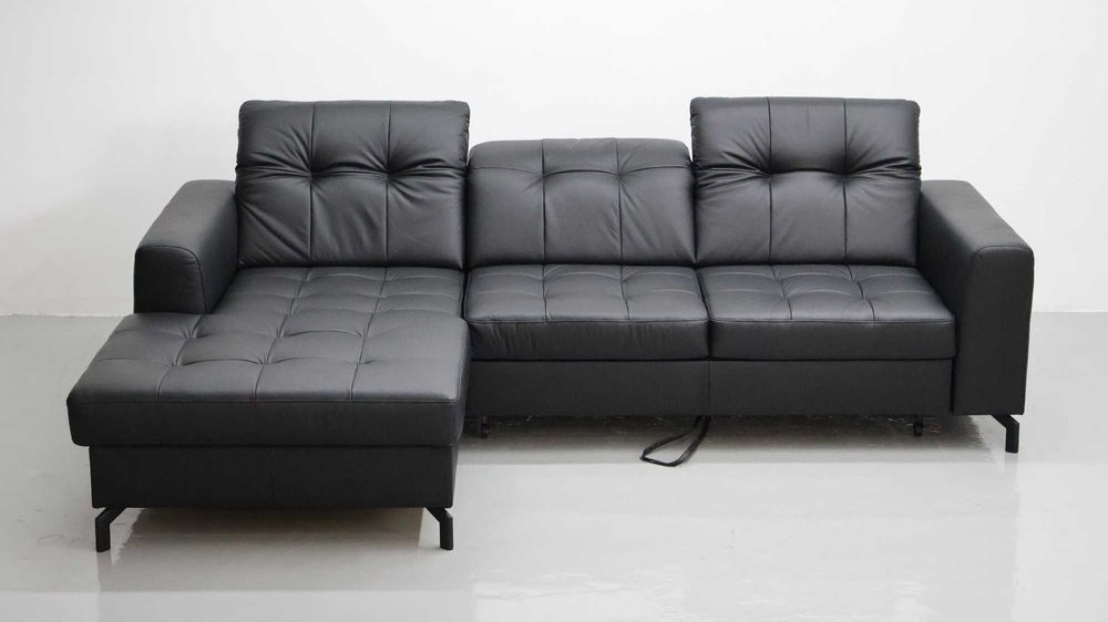 TLJ Narożnik funkcja spania skóra naturalna pojemnik regulowane zagłow