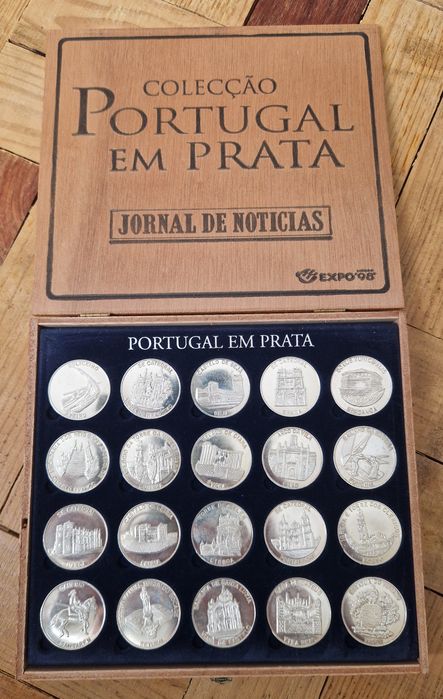 20 Medalhas em prata da coleção Portugal em prata das cidades Portuguesas